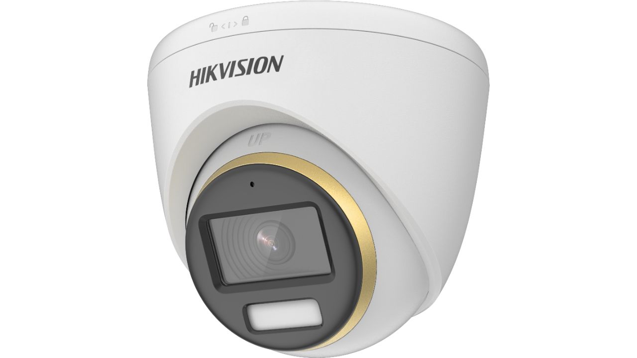Camera de supraveghere Hikvision Turbo HD turret DS-2CE72DF3T-FS(3.6mm) (O-STD) 2MP, Color Vu - imagini color pe timp de noapte, mirofon audio incorporat, Aperture F1.0, Color Vu - imagini color pe timp de noapte, mirofon audio incorporat, Aperture F1.0, senzor: 2 MP CMOS, rezolutie: 1920 (H) ×