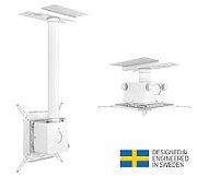 Suport videoproiector de tavan Multibrackets MB-0594, reglabil la inaltime, inclinare laterala 90º, max. 40kg, alb