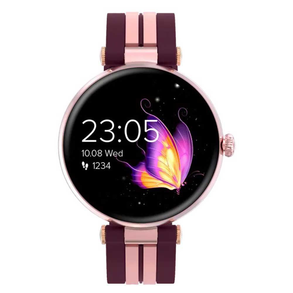 CANYON Smart watch Rtl8762dt, 1.19'' Amoled 390x390px, oncell TP, 192KB RAM, 3.7V 190mAh battery, Rosegold alumimum alloy case middle frame + plastic bottom case+pink and purple silicone strap +rosegold strap buckle_3