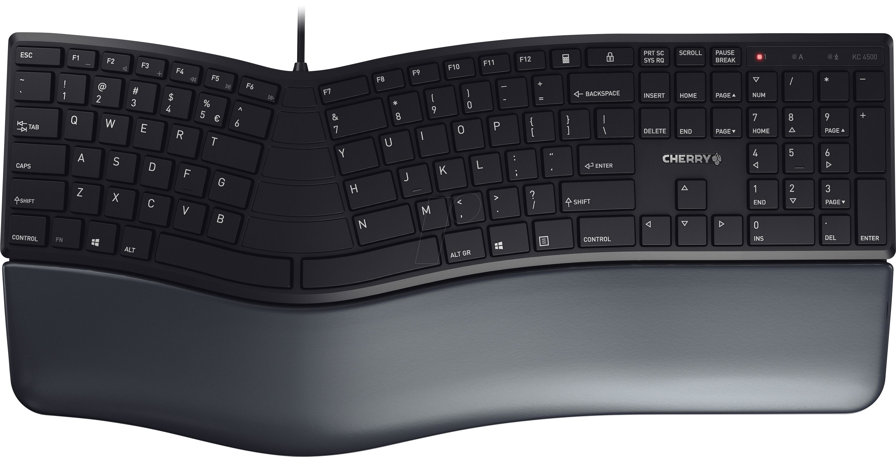 Cherry Keyboard KC 4500 ERGO [US/EU] Ergonomic black geschwungene ergonomische Tastatur, kabelgebunden