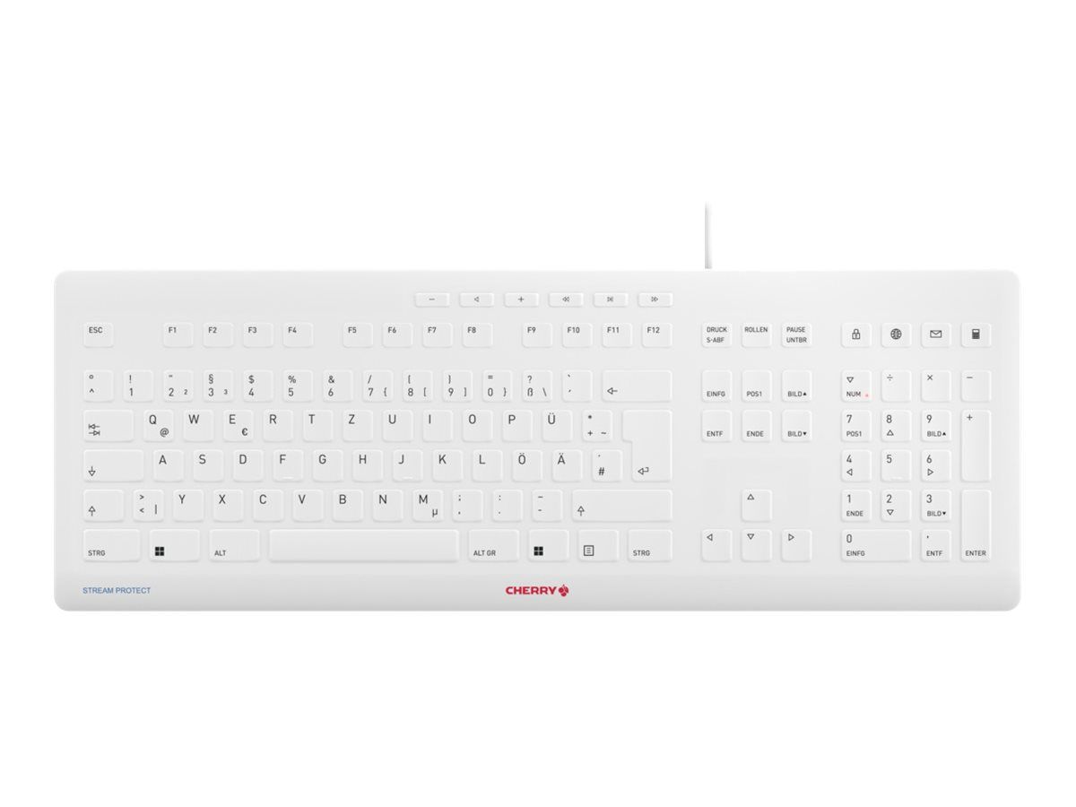 Cherry Keyboard STREAM PROTECT [DE] white grey +++ mit hochwertiger Schutzmembran