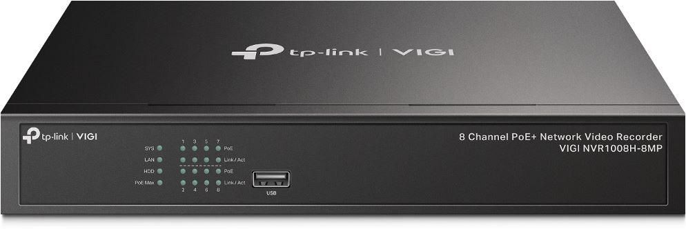TP-LINK VIGI 8 CHANNEL Network video recorder, VIGI NVR1008H-8MP, latime de banda 80 Mbps, 8 canale IP, rezolutie: pana la 8MP, format: H.265+/H.265/ H.264+/H.264, suporta 1 HDD SATA de pana la 10TB, POE_2