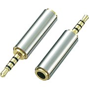 Audio adapter 2.5mm Jack 4 male stereo contacts to 3.5mm Jack 4 female stereo contacts, metal, gold
Packaging: bulk 1 pc.