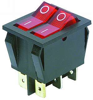 Switch 6 poles 250V 15A 2 red buttons
- 22 x 28.4mm
Packaging: bulk 1 pc.