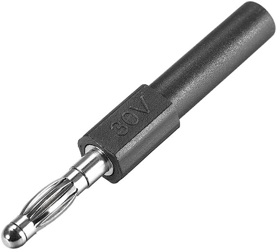 Male banana plug, 4mm, with screw, metal, black, gold-plated contacts
- for cables from 4.5-5.5mm
Packaging: bulk 1 pc.