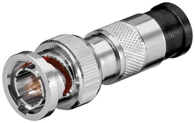 BNC male compression plug for RG6 75 Ohm cable
Packaging: bulk 1 pc.