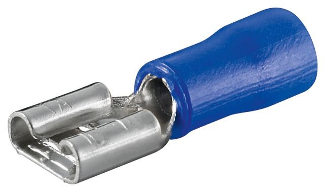 Blue female connector, cable: 1.5-2.5mm², dimensions: 6.4 x 0.8mm, Imax: 15A
Packaging: bulk 100 pcs.