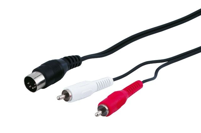 Audio cable 1.5m 2 x RCA male to 5 pin DIN male
Signal direction: from RCA to DIN
Packaging: bulk 1 pc.