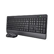 Trust Trezo Kit Tastatura + Mouse Wireless   Sustainability Plastic material ABS Sustainability method PCR Recycled content % 85 %   Compatibility Compatible Device Types pc, laptop Compatible Consoles no Compatible Software Platforms Windows, MacOS, Chrome OS