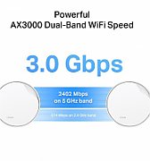 TP-LINK TP-Link AX3000 whole home mesh Wi-Fi 6 System, Deco X50-POE(3-pack) Dual- Band, Standarde Wireless: IEEE 802.11ax/ac/n/a 5 GHz, IEEE 802.11ax/n/b/g 2.4 GHz ,viteza wireless: 5 GHz: 2402 Mbps, 2.4 GHz: 574 Mbps, 2 x antene interne, 2×2 MU-MIMO, Mod Router, Mod Access Point, interfata: 3 x