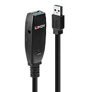 Cablu Lindy 15m USB 3.0 Active Extension Slim, negru