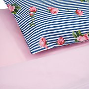  Double Bed Set
100% cotton, density 132 TC
Set containes 2 pillow cases 50x70 cm , one flat sheet 200x220 cm and one duvet cover 180x215 cm 
Closing system : envelop for pillow and buttons for duvet cover  