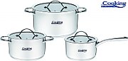  6 PIECE STAINLESS STEEL COOKING SET, ANNA
16x9.5 cm casserole+lid, 1.8L
20x11.5 cm pot+lid, 3.5L
24x13.5 cm pot+lid, 6L
Material: stainless steel + heat-resistant glass lid
5-layer encapsulated base with Induction 