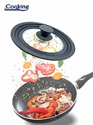CAPAC STICLA CU MARGINE DIN SILICON AJUSTABILA PE 3 DIMENSIUNI 22/24/26 CM. GRI, COOKING BY HEINNER