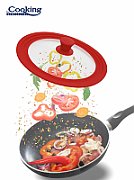 CAPAC STICLA CU MARGINE DIN SILICON AJUSTABILA PE 3 DIMENSIUNI 16/18/20 CM, ROSU, COOKING BY HEINNER