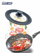 CAPAC STICLA CU MARGINE DIN SILICON AJUSTABILA PE 3 DIMENSIUNI 16/18/20 CM, GRI, COOKING BY HEINNER