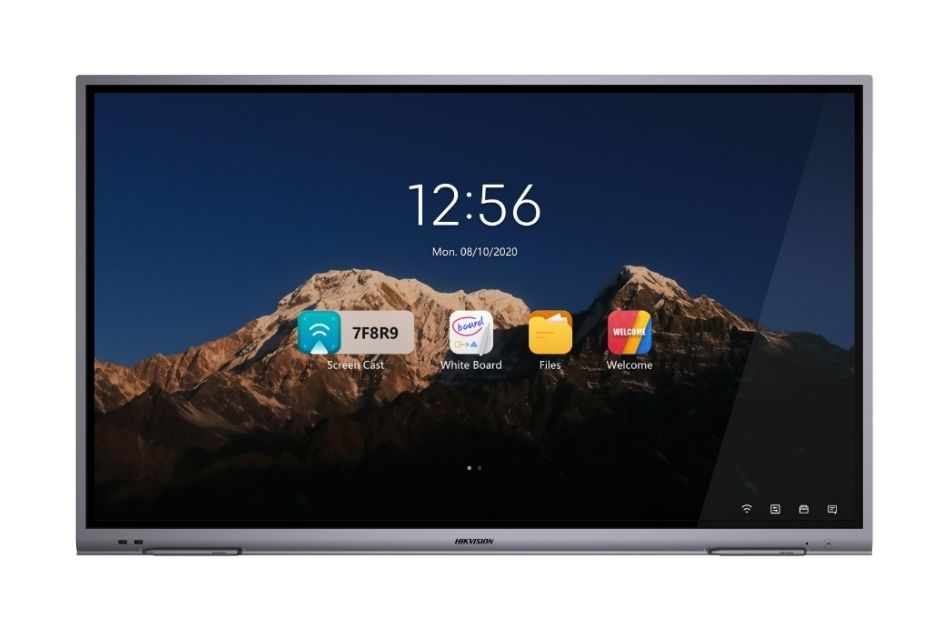 Display interactiv (tabla interactiva) Hikvision Seria D, 86  (218cm), UHD, luminozitate 350nit, backlight D-LED, timp raspuns 6ms, contrast 1200:1, Android 11, CPU A72*2 + A53*4, RAM 4GB, stocare 64GB Touch: Zero bonding, IR, Touch accuracy ±1mm, Touch response <10ms, 2 stylus, 45 points touch