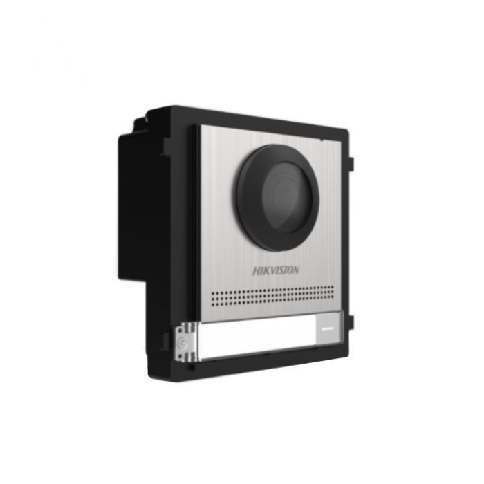 Post videointerfon de exterior pentru blocuri Hikvision DS-KD8003-IME1 (B)SURFACE Low illumination 2 MP HD IR camera , Ethernet 10/100 Mbps self-adaptive Ethernet, Door control 2, breakdown voltage: 36 V, Power supply 12 VDC/PoE, 4 W, Working temperature:-40° C to +55° C, Dimension 98 mm × 99.8 mm ×