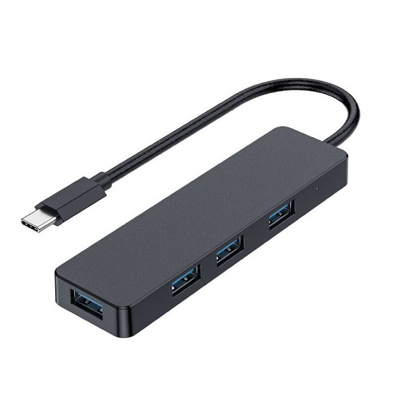 HUB extern GEMBIRD, porturi USB: USB 2.0 x 4, conectare prin USB Type-C, cablu 0.30 m, negru, 