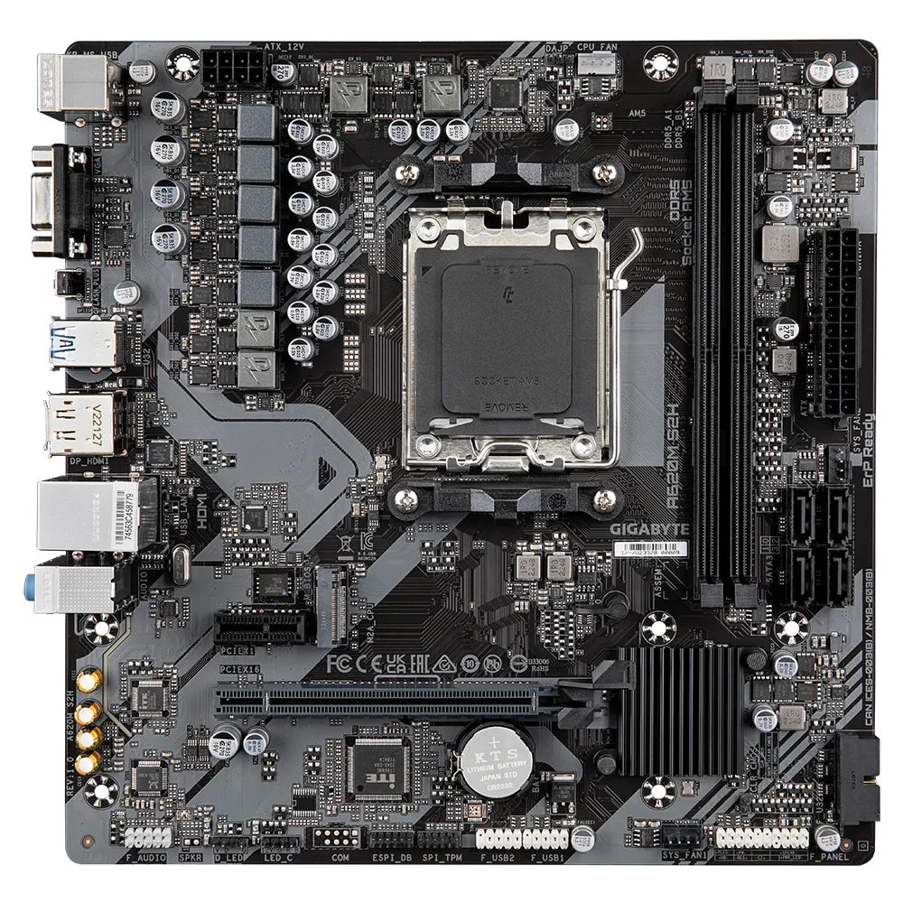 Placa de baza GIGABYTE A620M S2H, socket AM5, 2x DDR5 UDIMM, 4x SATA, 1x NVMe, 12x USB-A, mATX