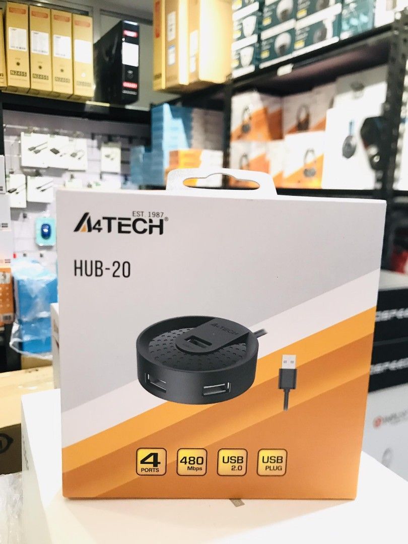 HUB extern A4TECH, porturi USB-A: USB 2.0 x 4, conectare prin USB , cablu 1.5 m, negru, 