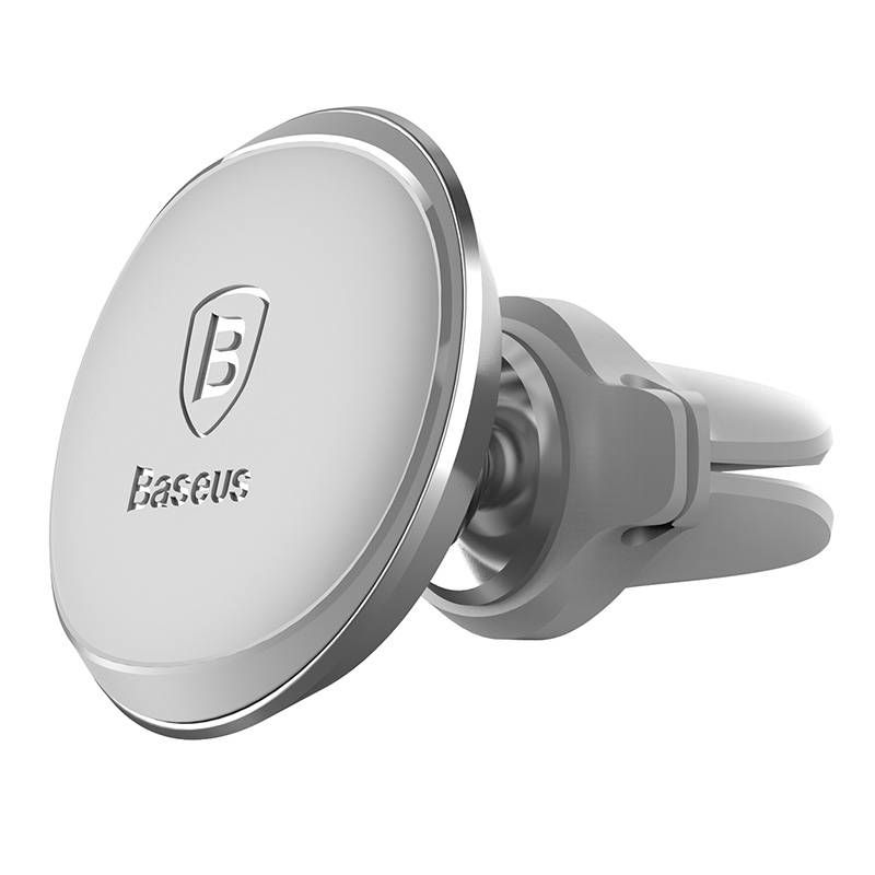 SUPORT AUTO Baseus OS pt. SmartPhone, fixare grilaj ventilatie, magnetic, 2 x clips cablu, argintiu  SUGX020012  -