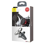 SUPORT AUTO Baseus OS pt. SmartPhone, fixare grilaj ventilatie, magnetic, 2 x clips cablu, argintiu  SUGX020012  -
