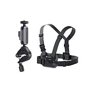 Handlebar Mount+Helmut Flat Adhesive Mount(with Extention Pole)+Chest Strap