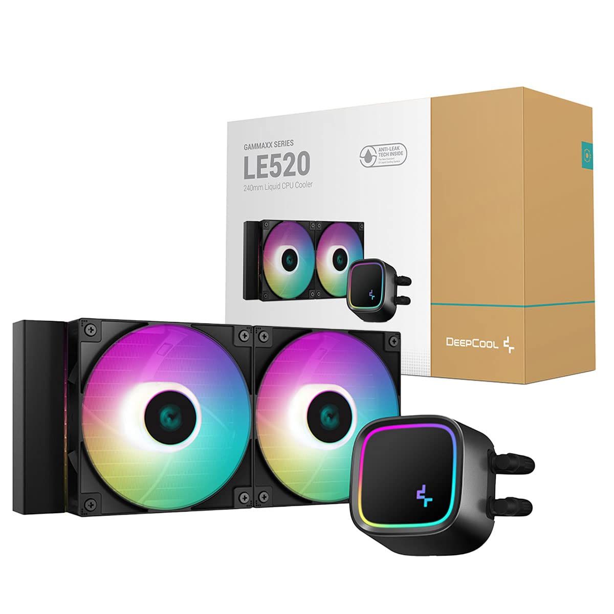 COOLERE  DeepCool  LE520  skt. Universal racire lichid, 2x vent. 120mm, 2250 rpm, negru, RGB,  R-LE520-BKAMMN-G-1  (timbru verde 2.00 lei)