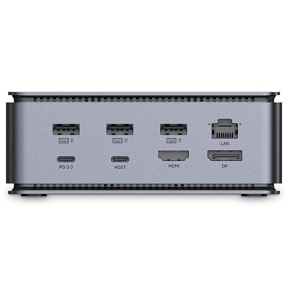 Docking station Lindy, interfete: USB-C la 6x USB-A/ 1x USB-C/1x RJ45/ 1x DisplayPort/1x HDMI/ 1x SD & 1x Micro SD/ 1x 3,5 mm/ 1x USB-C PD(power delivery), latime de banda 10Gbps, 10/100/1000 Mbps, rezolutie maxima (intrare) 7680x4320@60Hz, rezolutie maxima (iesire): un singur display 7680x4320_4