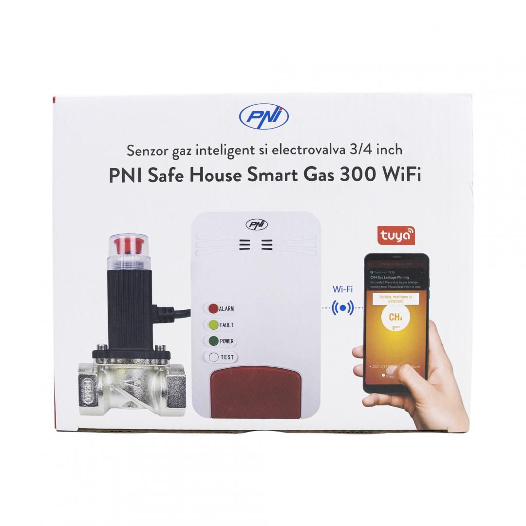 Kit senzor gaz inteligent si electrovalva PNI Safe House Smart Gas 300 WiFi cu alertare sonora, aplicatie de mobil Tuya Smart, integrare in scenarii si automatizari smart cu alte produse compatibile Tuya_2