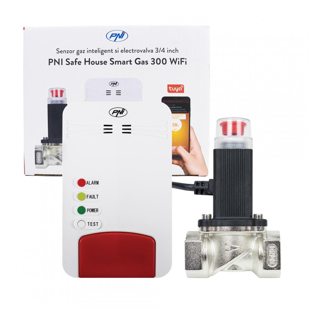Kit senzor gaz inteligent si electrovalva PNI Safe House Smart Gas 300 WiFi cu alertare sonora, aplicatie de mobil Tuya Smart, integrare in scenarii si automatizari smart cu alte produse compatibile Tuya_3