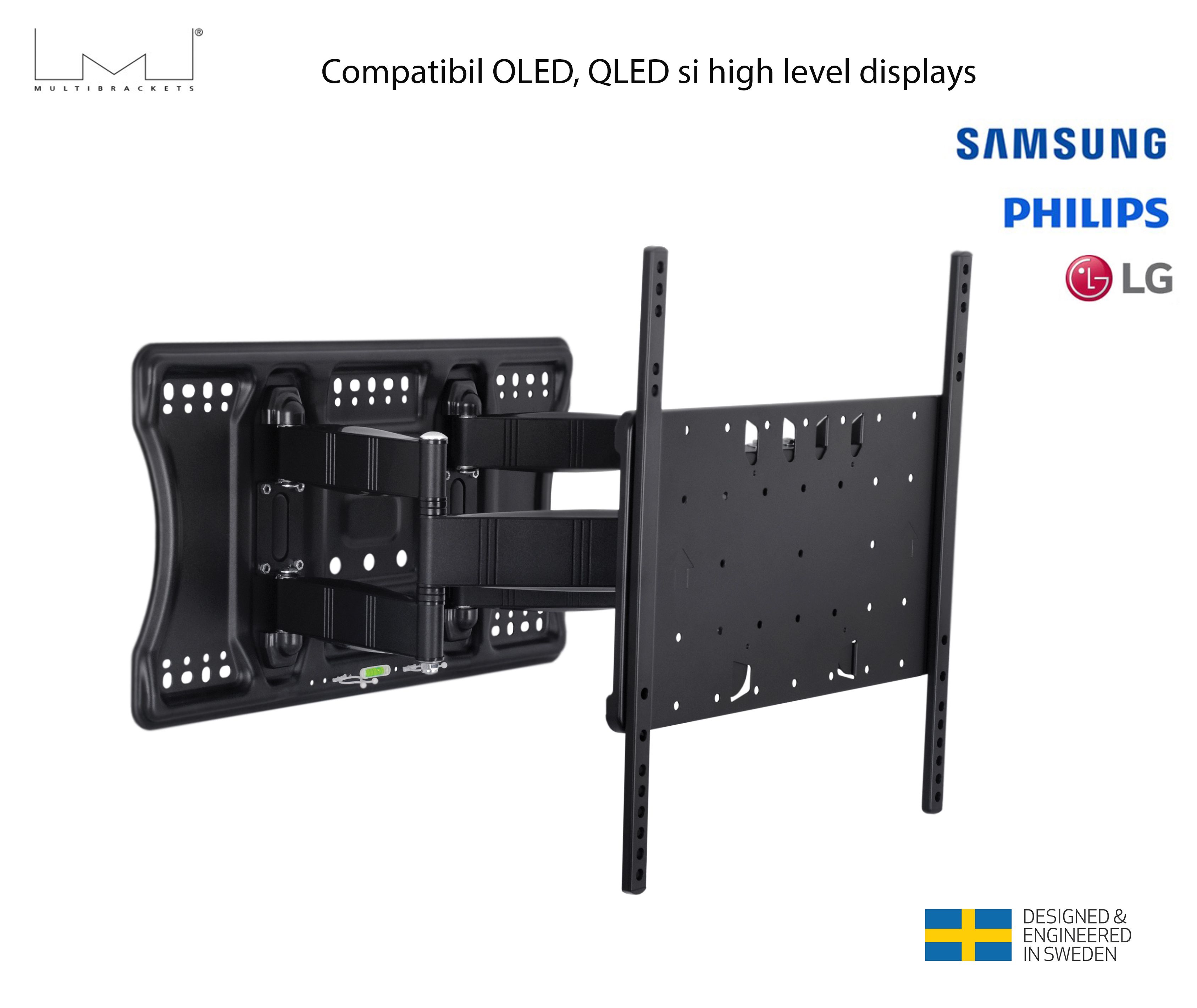 Suport TV de perete Tilt&Turn Super Slim HD Multibrackets MB-5101, 40 -86 , max.52 kg, negru