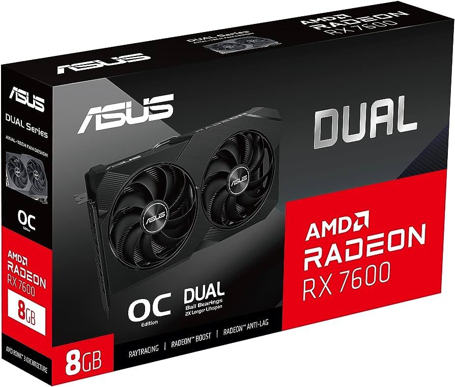 Placa video ASUS Radeon RX 7600 Dual OC V2 8 GB GDDR6 128 bit