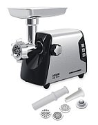 Masina de tocat Heinner HMG-Y2000SS, putere maxima: 2000W, angrenaj metalic si carcasa din aluminiu, functie reverse, cutit inox, 3 site metalice, accesorii carnati si kibbe, buton switch cu 2 viteze, capacitate tocare: ~3kg/min, carcasa inox