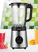 Blender de masa Heinner Bette Noir HBL-D1400SS, panou de comanda tactil, capacitate vas de sticla: 1,75 L, control continuu al vitezei, functii multiple: smoothie, zdrobire gheata, Pulse, Autocuratare, extractie, sistem de blocare dublu, lame din otel inoxidabil, carcasa din inox, nivel de zgomot