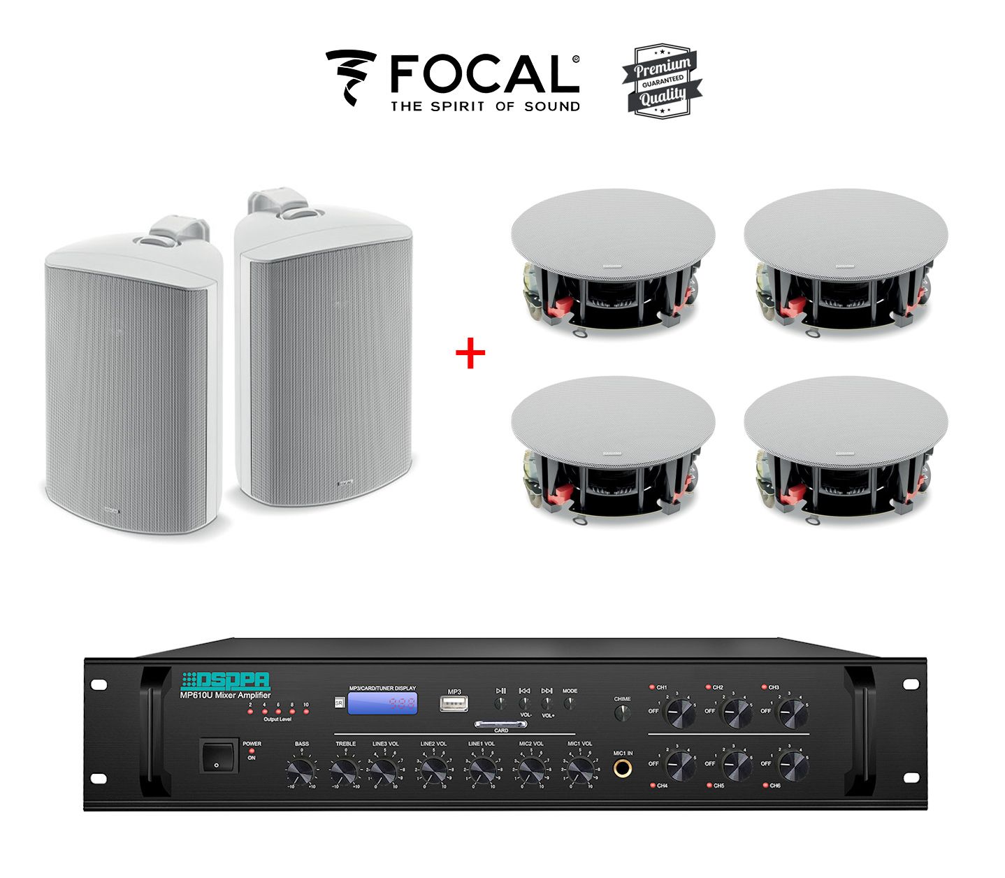 Sistem Sonorizare Premium 180W Cafenea / Restaurant Interior si Exterior cu boxe FOCAL si DSPPA MP610U