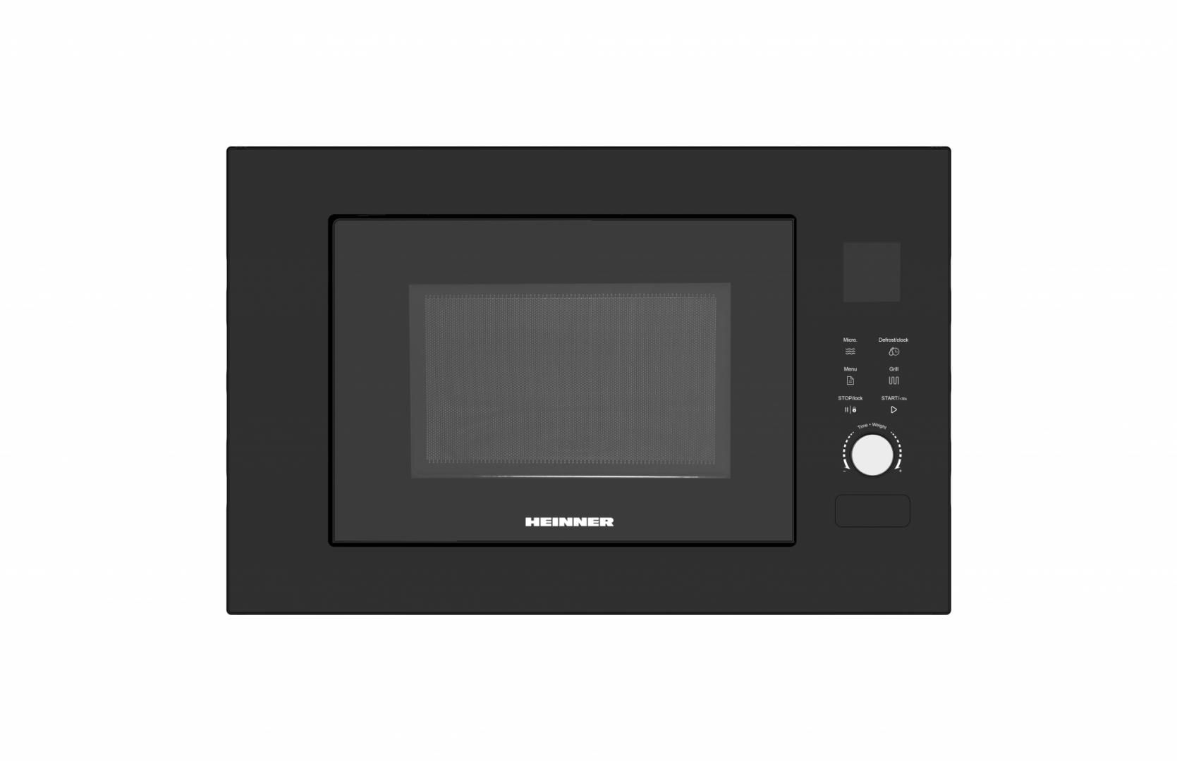 CUPTOR CU MICROUNDE INCORPORABIL HEINNER HMW-BI2360BK, CAPACITATE 23L, CONTROL DIGITAL, DISPLAY LED, PUTERE CUPTOR 800W, PUTERE GRILL 1000W, 5 TREPTE DE PUTERE, TIMER, TIMP MAXIM DE GATIRE 60 MIN, FUNCTIE DECONGELARE, SEMNAL SONOR LA FINALIZAREA PROGRAMULUI, BLOCARE ACCES COPII, DIAMETRU PLATOU