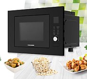 CUPTOR CU MICROUNDE INCORPORABIL HEINNER HMW-BI2360BK, CAPACITATE 23L, CONTROL DIGITAL, DISPLAY LED, PUTERE CUPTOR 800W, PUTERE GRILL 1000W, 5 TREPTE DE PUTERE, TIMER, TIMP MAXIM DE GATIRE 60 MIN, FUNCTIE DECONGELARE, SEMNAL SONOR LA FINALIZAREA PROGRAMULUI, BLOCARE ACCES COPII, DIAMETRU PLATOU