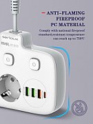 Prelungitor cu Protectie Serioux QC3.0. Parametri nominali: 2500W-10A(Max) 250V Intrare: AC100-250V 10A 50/60HZ Ieșire PD: 5V=3A 9V=2.22A 12V=1.67A 20W (MAX) Ieșire QC: 5V-3A 9V=2A 12V=1.5A 18W (MAX) Ieșire Auto-ID: 5V-2.4A 12W (MAX) Putere totală: 20W MAX