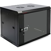 CABINET 19  SPACER    6U 500x450mm, fixare pe perete, Flatpack (dezasamblat),  Black, usa sticla cu blocare, panouri detasabile, otel 1mm, sarcina maxima 25Kg,  SPCW-6U-450-BK-02 