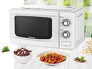 CUPTOR CU MICROUNDE HEINNER HMW-M2035WH, CAPACITATE 20L, CONTROL MECANIC, PUTERE CUPTOR 700W, 5 TREPTE DE PUTERE, TIMER, TIMP MAXIM DE GATIRE 35 MIN, FUNCTIE DECONGELARE, SEMNAL SONOL LA FINALIZAREA PROGRAMULUI, DIAMETRU PLATOU ROTATIV 255MM, DIMENSIUNI ( LXAXI): 45.5X35.3X26.1 CM, CULOARE: ALB