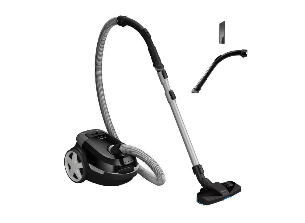 Aspirator cu sac Philips Seria 3000 XD3112/09, 900 W, 3 l, filtru anti-alergeni, perie integrata, cap TriActive, Negru