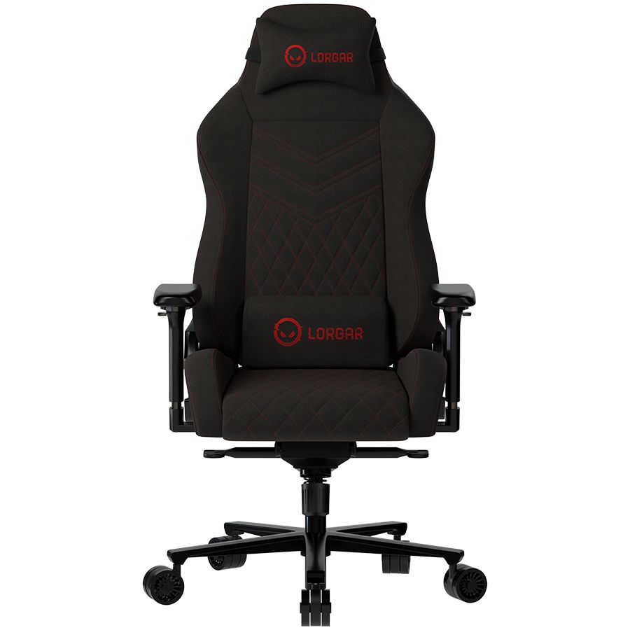 LORGAR Ace 422, Gaming chair, Anti-stain durable fabric, 1.8 mm metal frame, multiblock mechanism, 4D armrests, 5 Star aluminium base, Class-4 gas lift, 75mm PU casters, Black + red_1