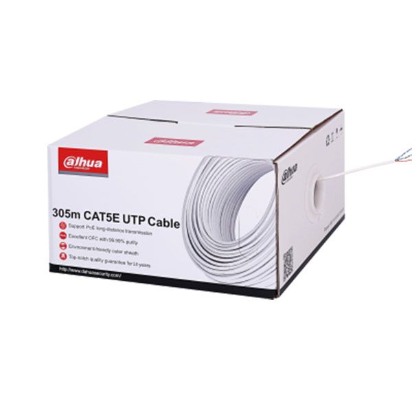 Cablu UTP CAT5E 305m, Alimentare PoE: maxim 160m, Manta exterioară ecologică, îndeplinește clasa CPR E/UL CM