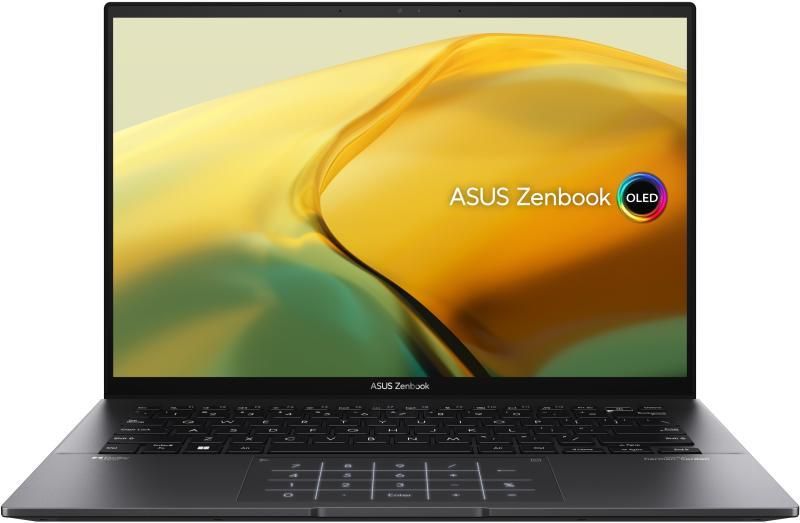 Laptop ASUS ZenBook 14, UM3402YA-KM605X, 14.0-inch, 2.8K (2880 x 1800) OLED 16:10 aspect ratio, AMD Ryzen™ 7 7730U Mobile Processor 2.0GHz (8- core/16-thread, 16MB cache, up to 4.5 GHz max boost), LPDDR4X 16GB, 512GB M.2 NVMe™ PCIe® 3.0 SSD, 90Hz refresh rate, Glossy display, 1080p FHD camera, Wi-Fi_1