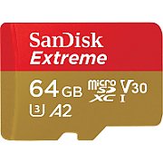 Micro Secure Digital Card SanDisk Extreme PLUS, 64GB, Clasa 10, R/W speed: up to 100MB/s/ 90MB/s, include adaptor SD (pentru telefon)