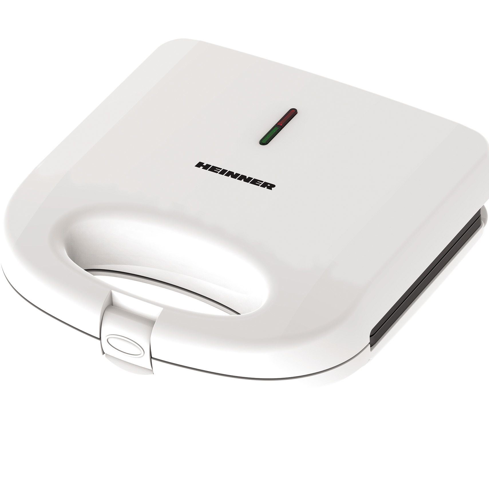 Sandwich maker Heinner SM-K750FGWH, putere: 750W, capacitate: 2 sandwich-uri, placi fixe grill anti-aderente, indicator luminos ON si  gata de folosire , protectie supraincalzire, maner rece, spatiu depozitare cablu alimentare, design depozitare verticala, alb