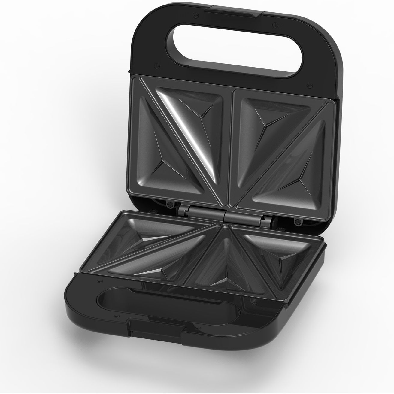 Sandwich maker Heinner SM-K750FSBK, putere: 750W, capacitate: 2 sandwich-uri, placi sandwich fixe anti-aderente, indicator luminos ON si  gata de folosire , protectie supraincalzire, maner rece, spatiu depozitare cablu alimentare, negru