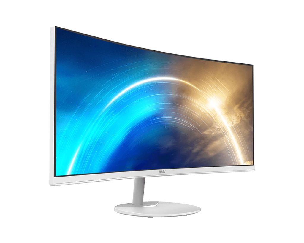 MSI MONITOR MSI PRO MP341CQW 34 inch, Curvature: 1500R , Panel Type: VA, Resolution: 3440x1440 (UWQHD), Aspect Ratio: 21:9,  Refresh Rate:100HZ, Response time GtG: 4ms, Brightness: 300 cd/m², Contrast (static): 3000:1, Contrast (dynamic): 100000000:1, Viewing angle: 178°(H)/178°(V), Color Gamut